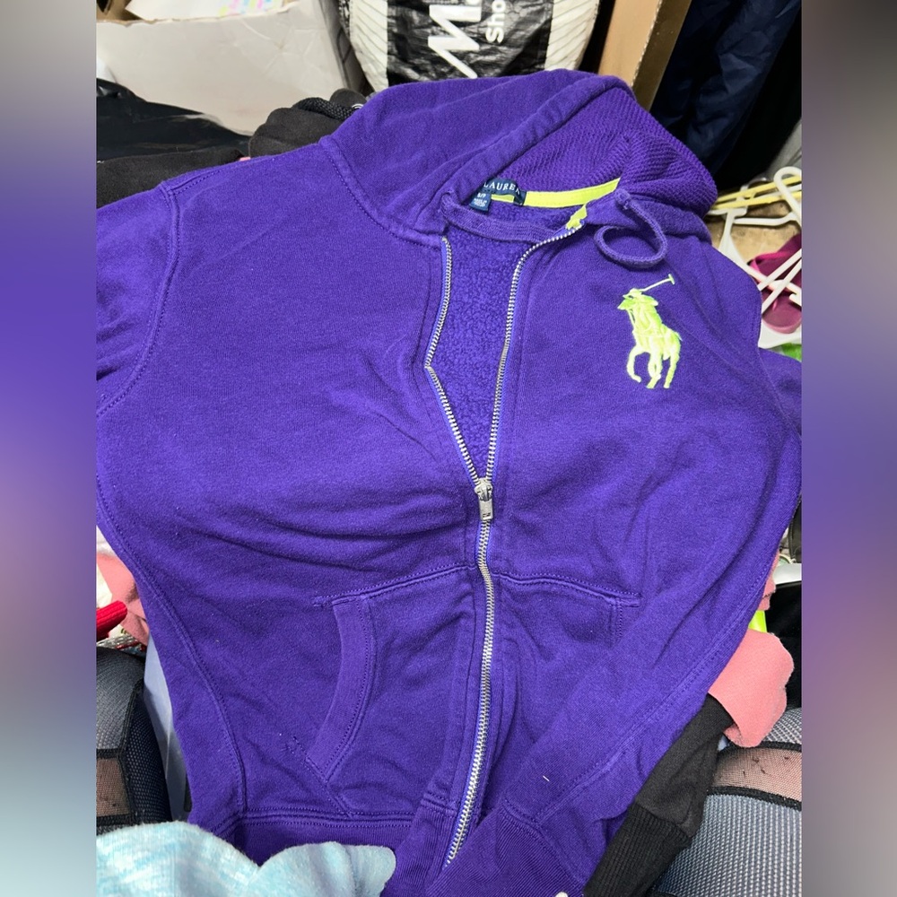 Ralph Lauren Vibrant Purple Zip-Up with Lime Logo